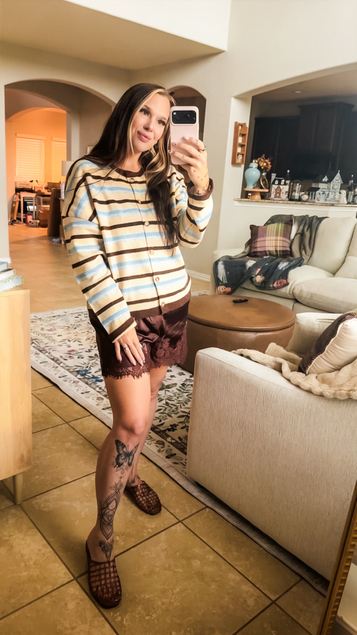 Cocoa Crush Satin &amp; Lace Shorts