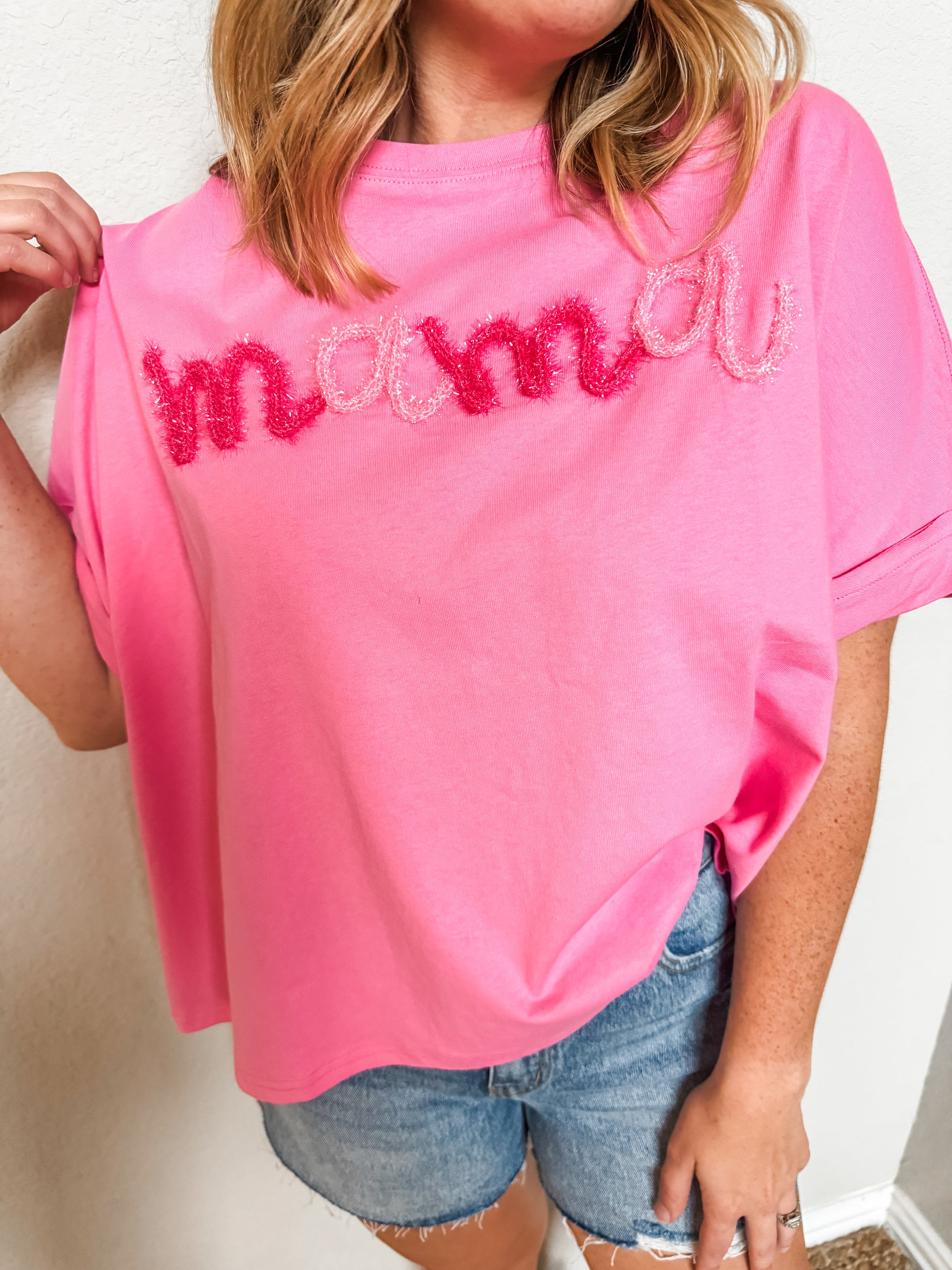 Mama Tinsel Embroidered Top