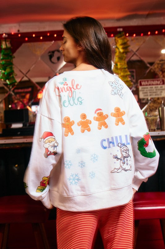 Dashing Through The Snow Allover Printed Graphic Pullover *PREORDER*