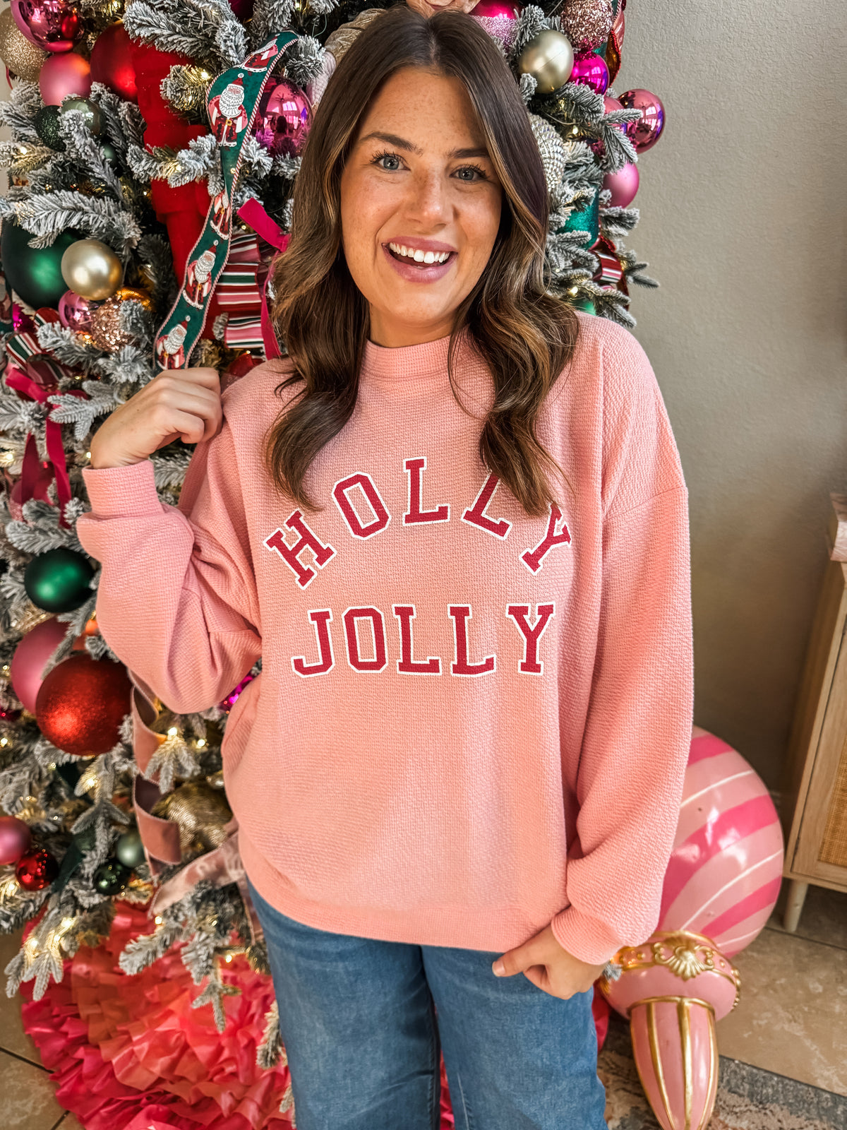 Ribbed Holly Jolly Sweatshirt