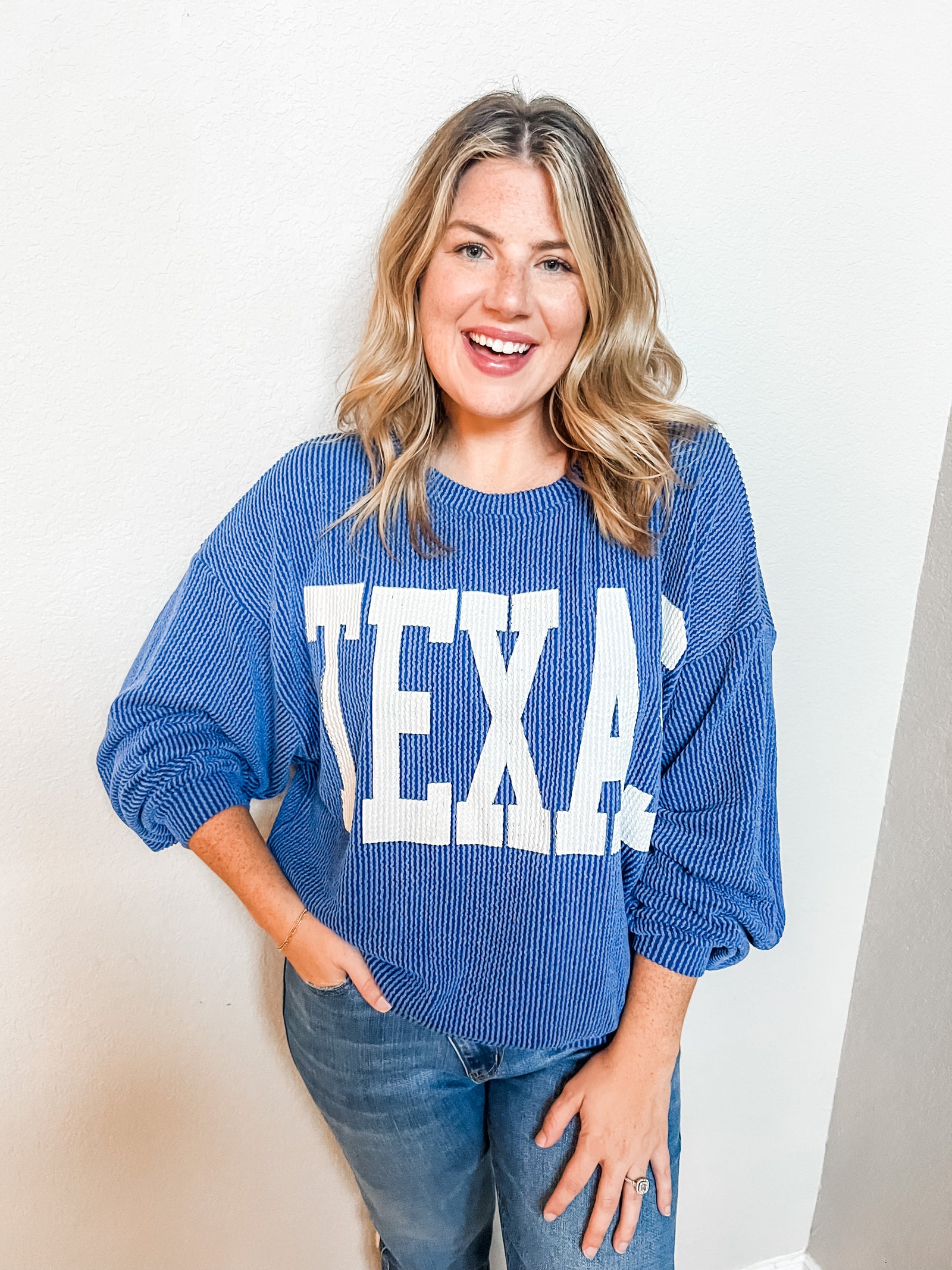 Oversized Texas Crewneck- Royal Blue