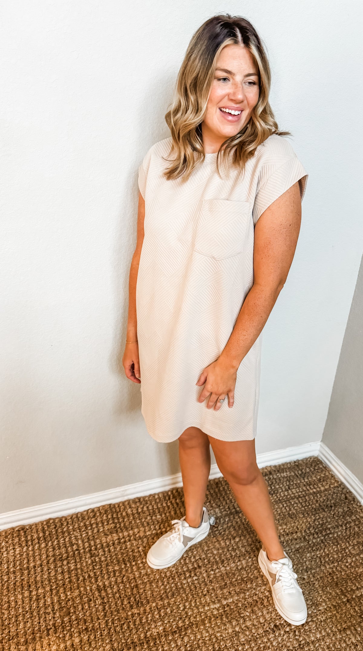 Having A Moment Dress in Taupe