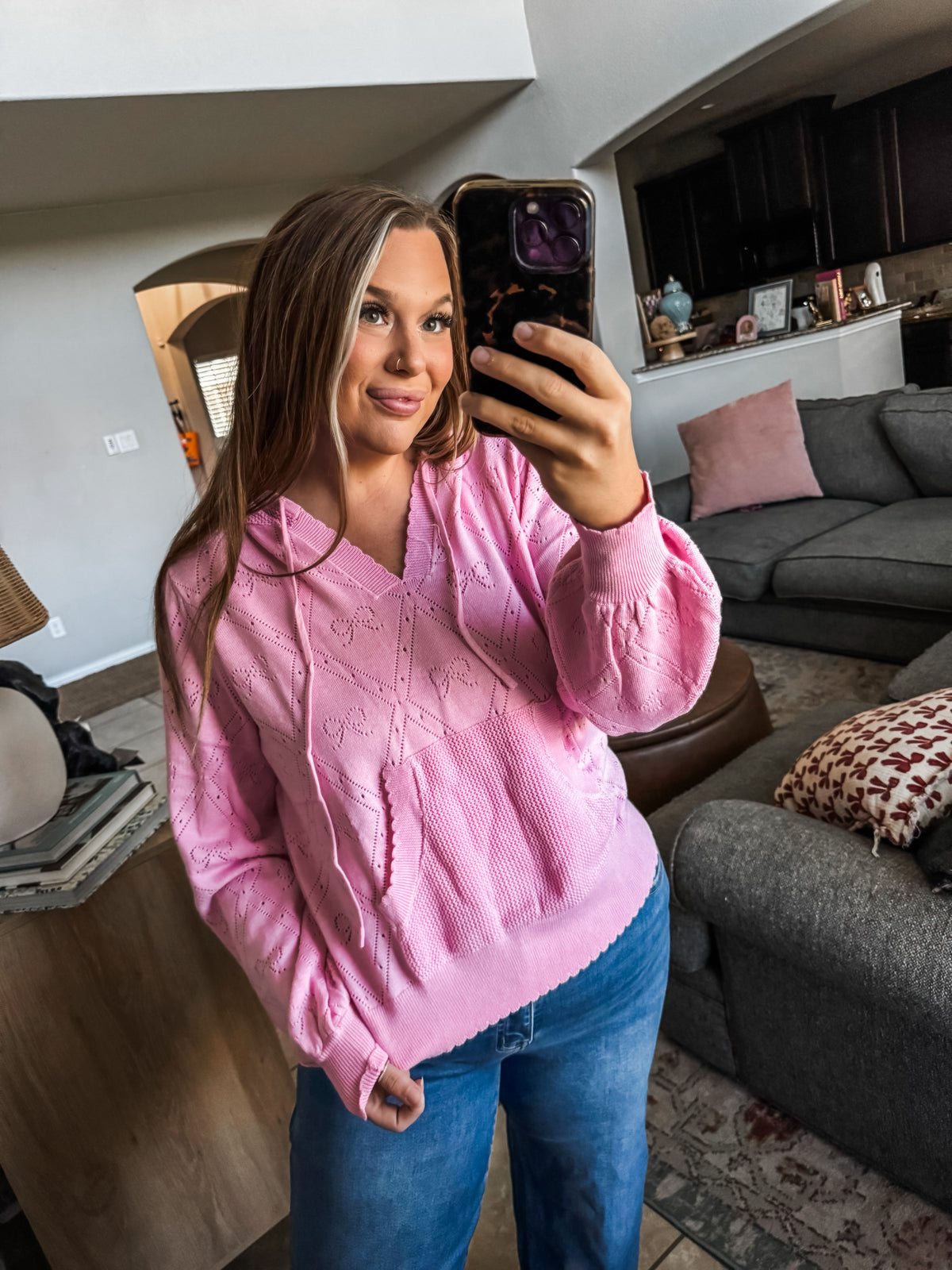 Bows So Cute Knit Hooded Top