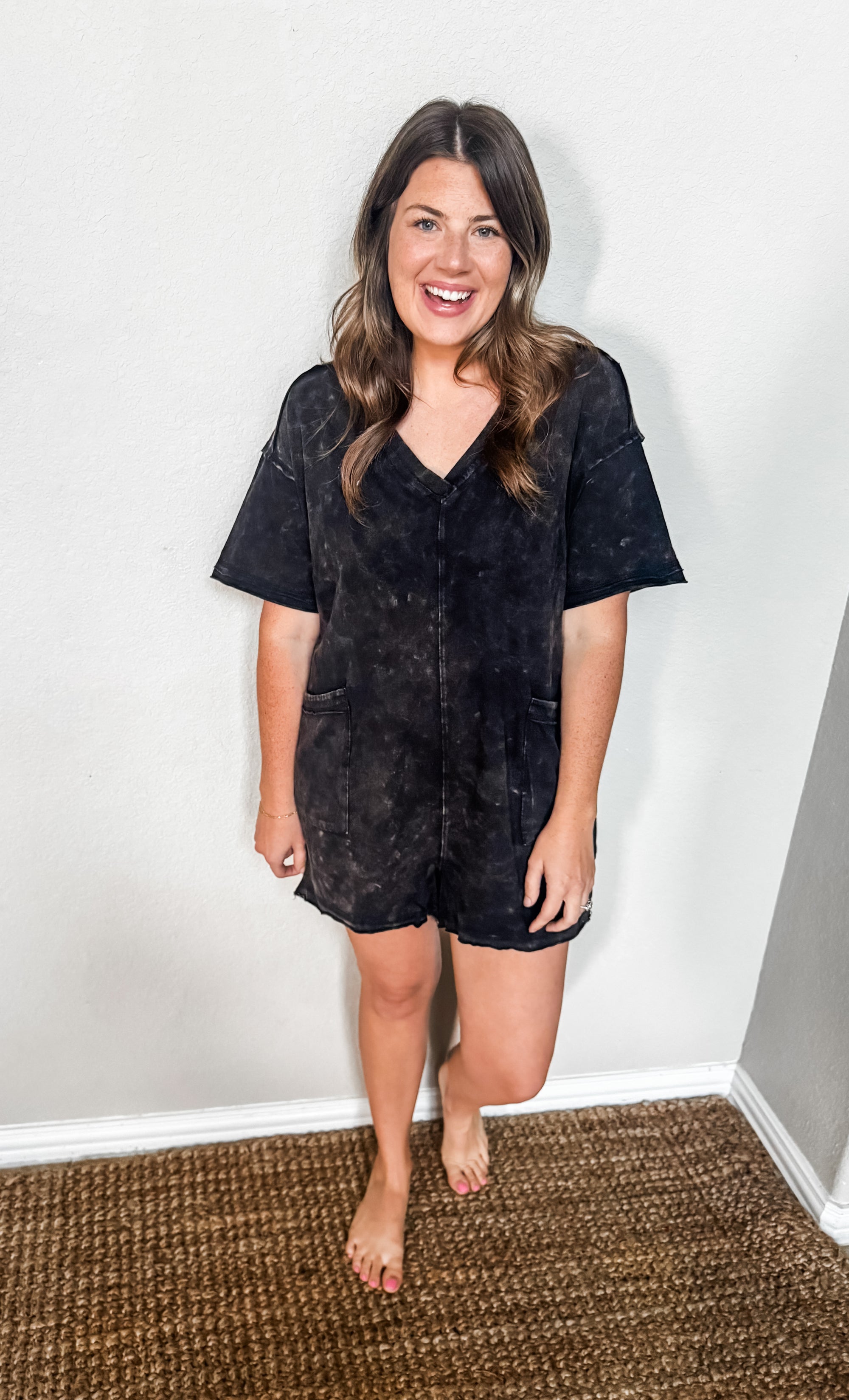 Lets Get Casual Romper in Black