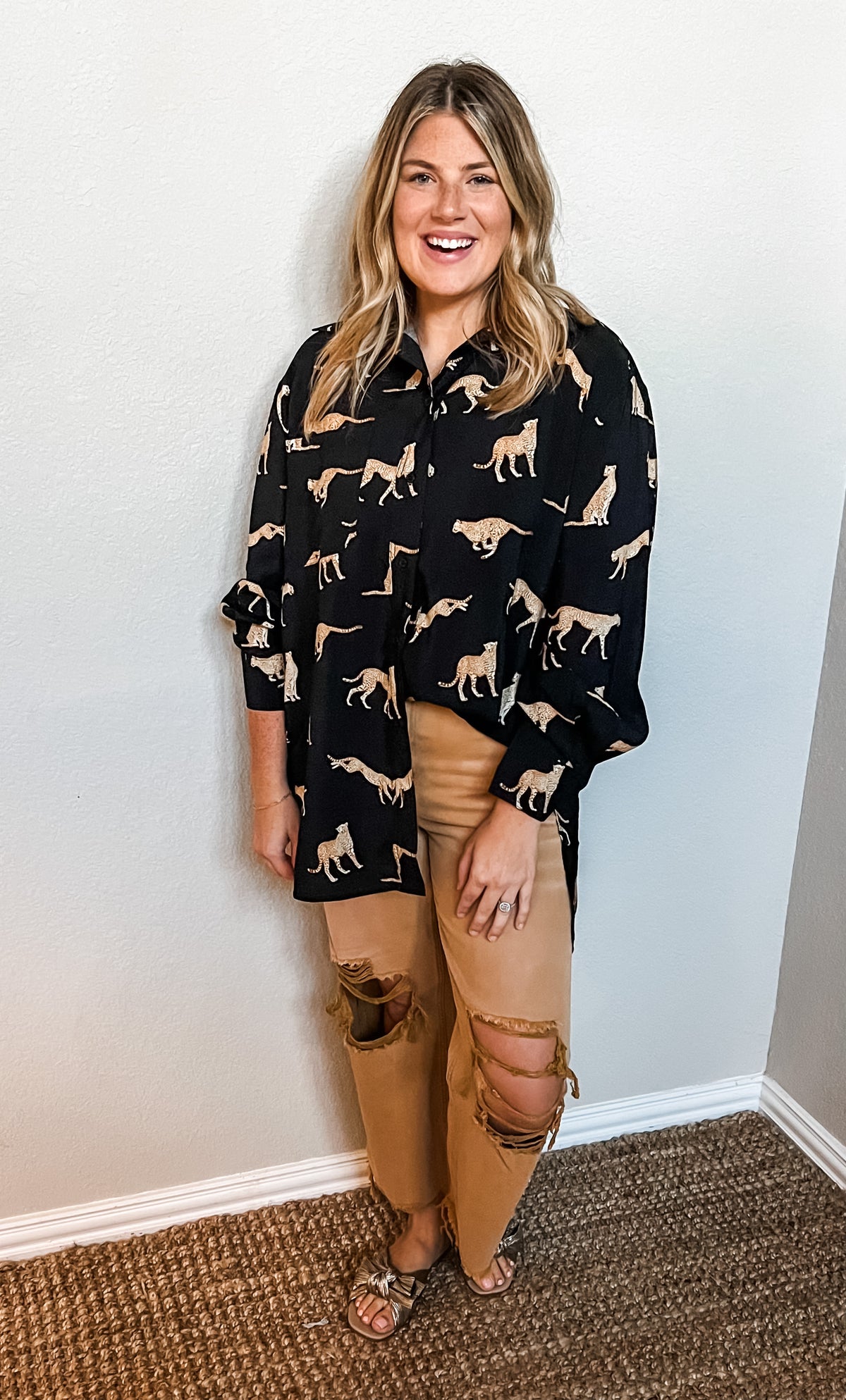 Chasing Cheetahs Button Down Top