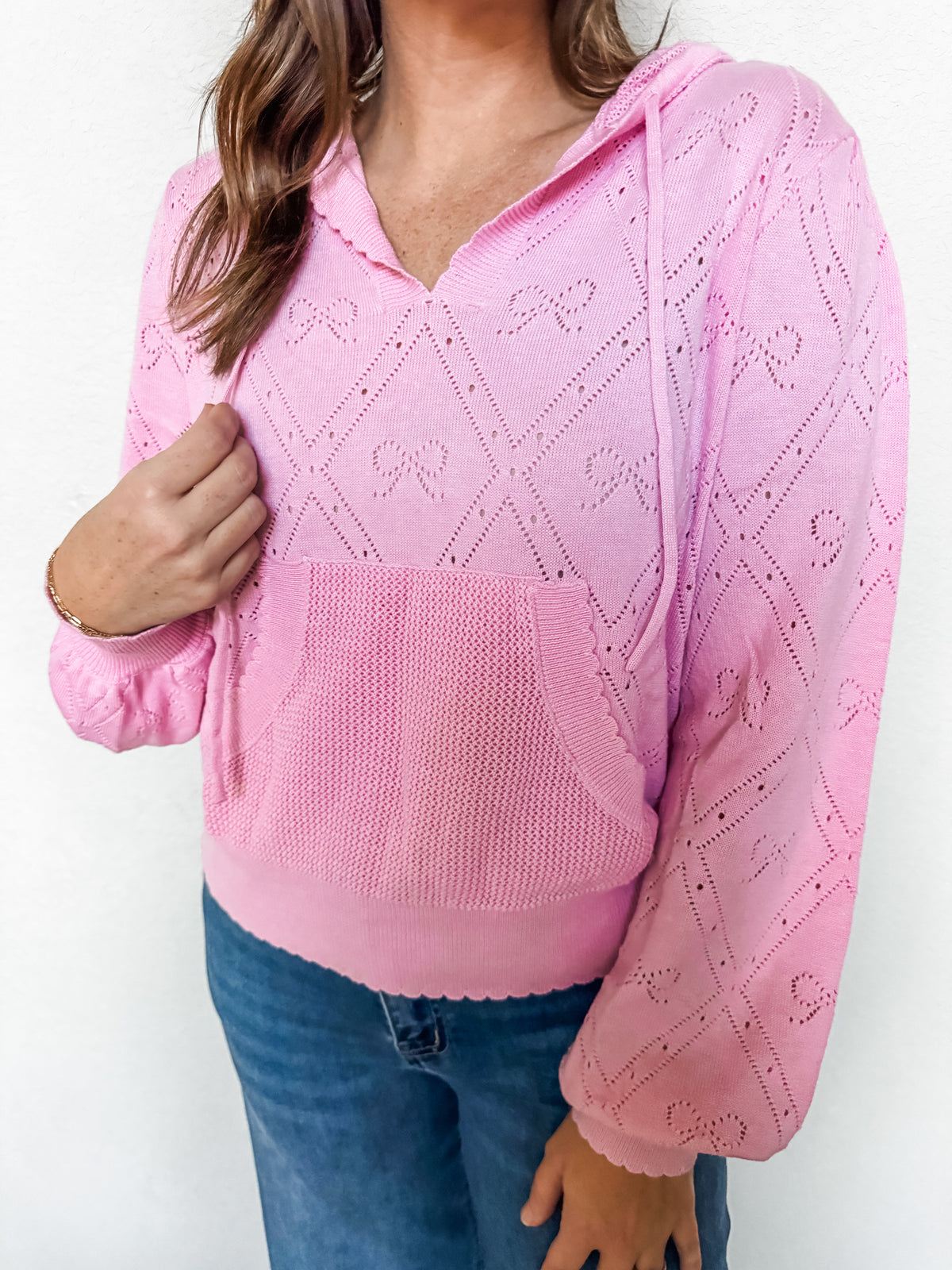 Bows So Cute Knit Hooded Top