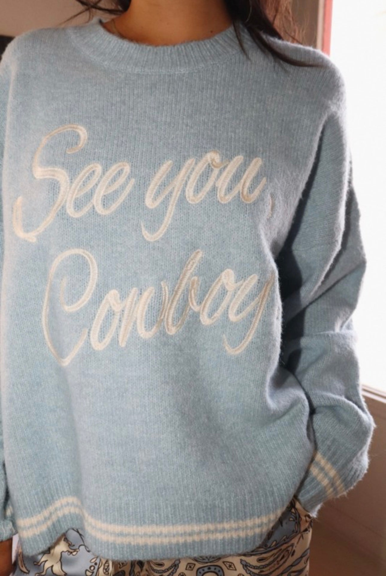 See you, Cowboy! Sweater - Blue *PREORDER*