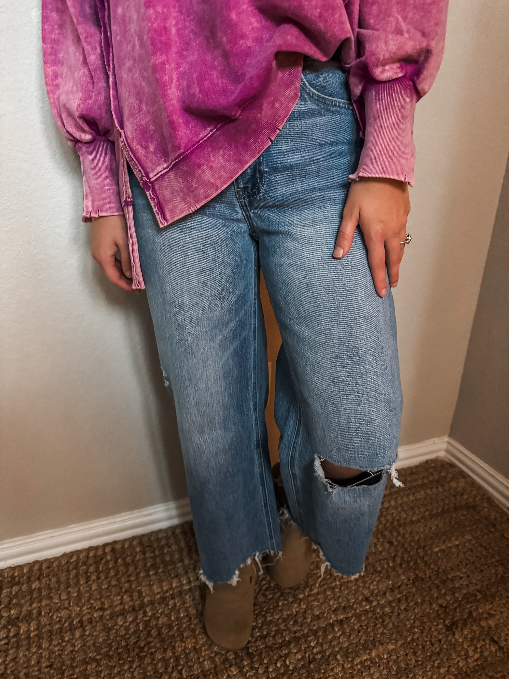 Olivia High Rise Crop Wide Leg Denim