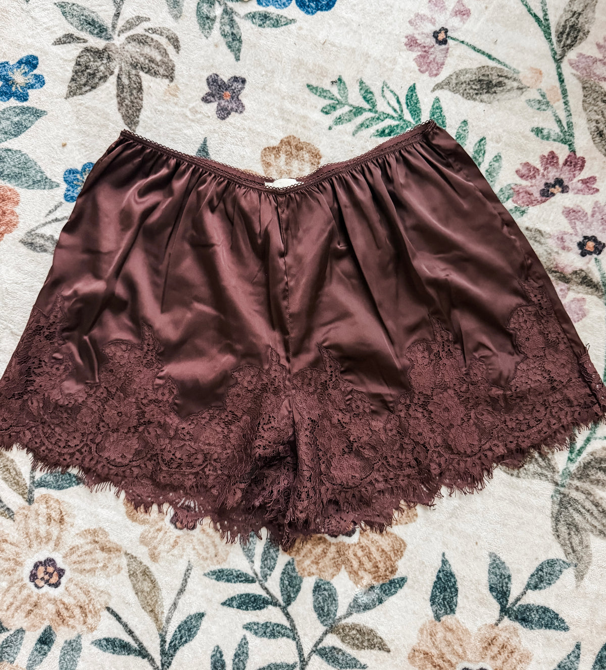 Cocoa Crush Satin &amp; Lace Shorts