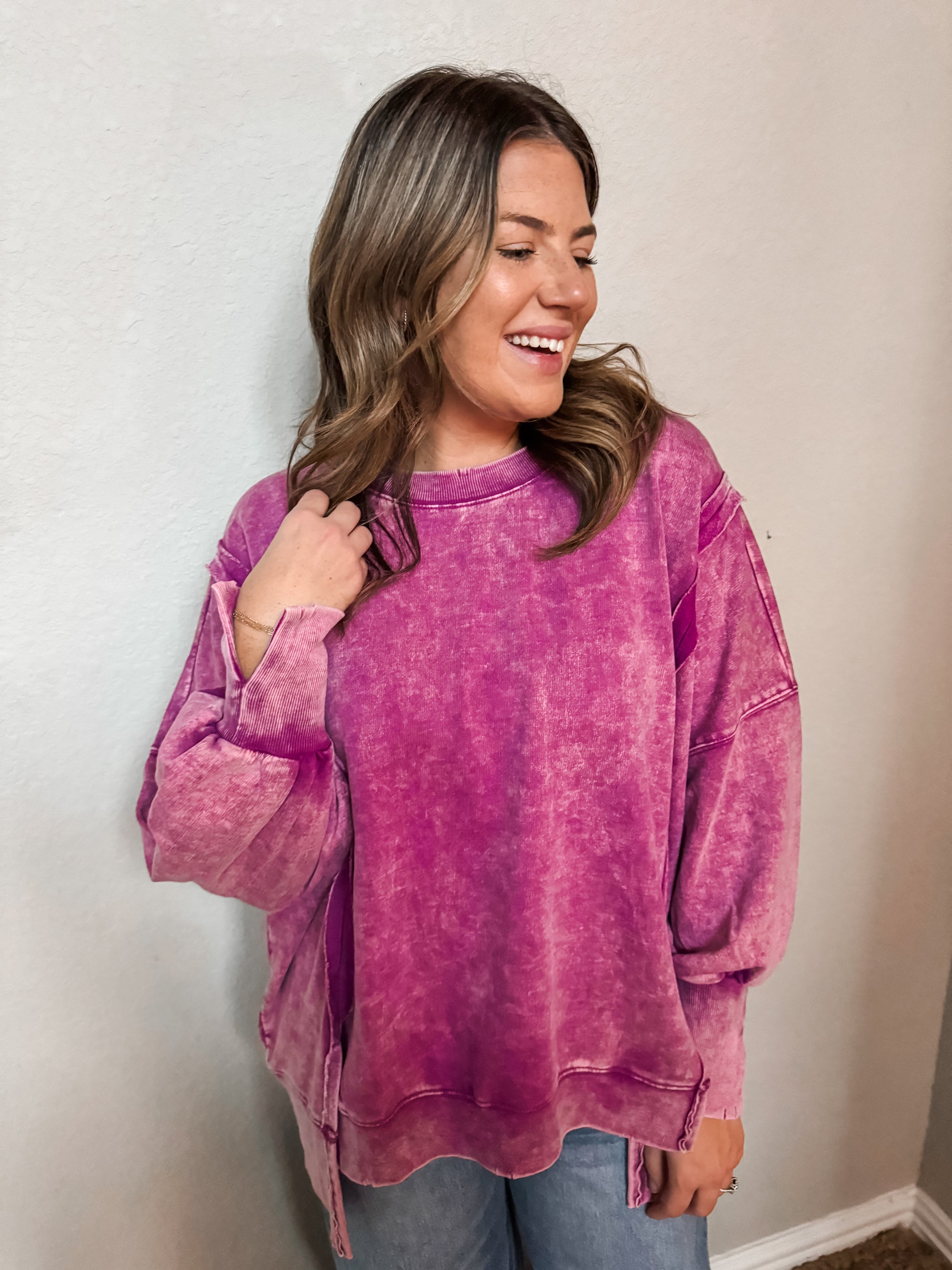 Mom On The Go Pullover in Plum