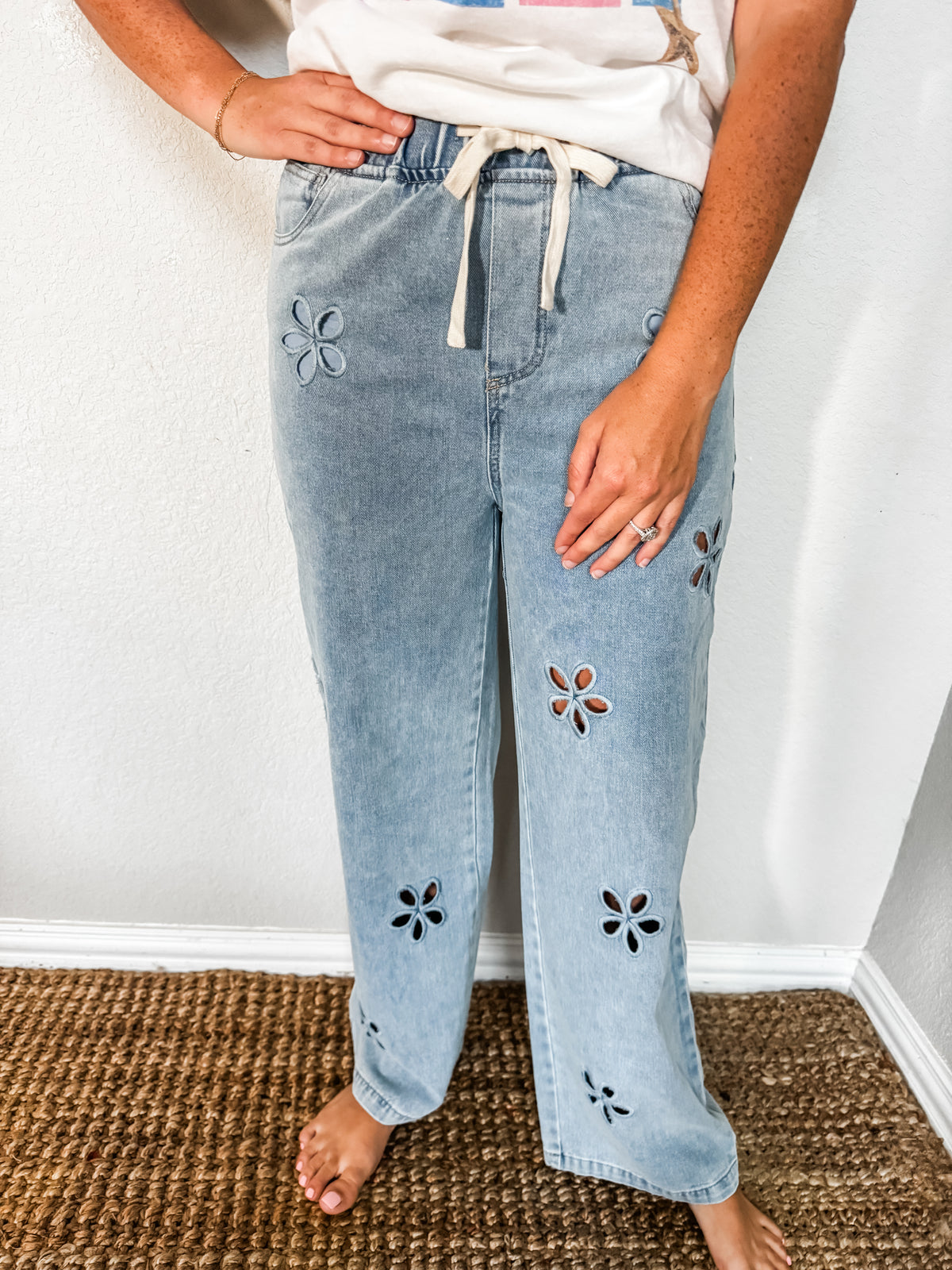 Daisies High Waist Drawstring Denim Pant
