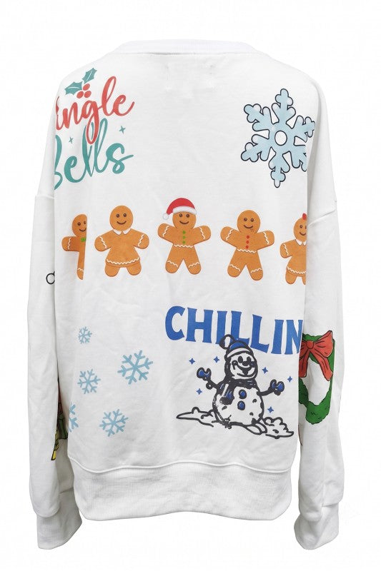 Dashing Through The Snow Allover Printed Graphic Pullover *PREORDER*