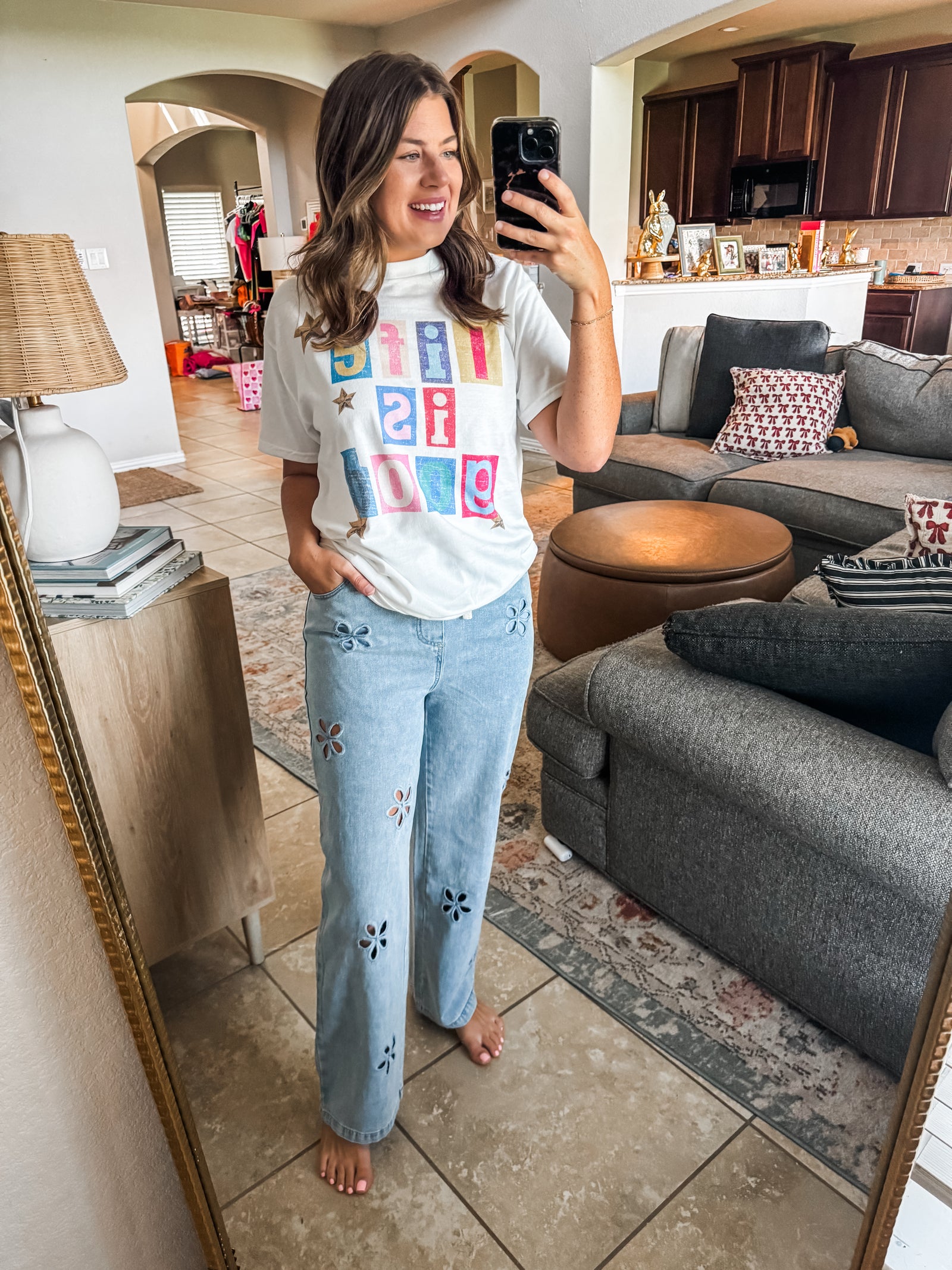 Daisies High Waist Drawstring Denim Pant