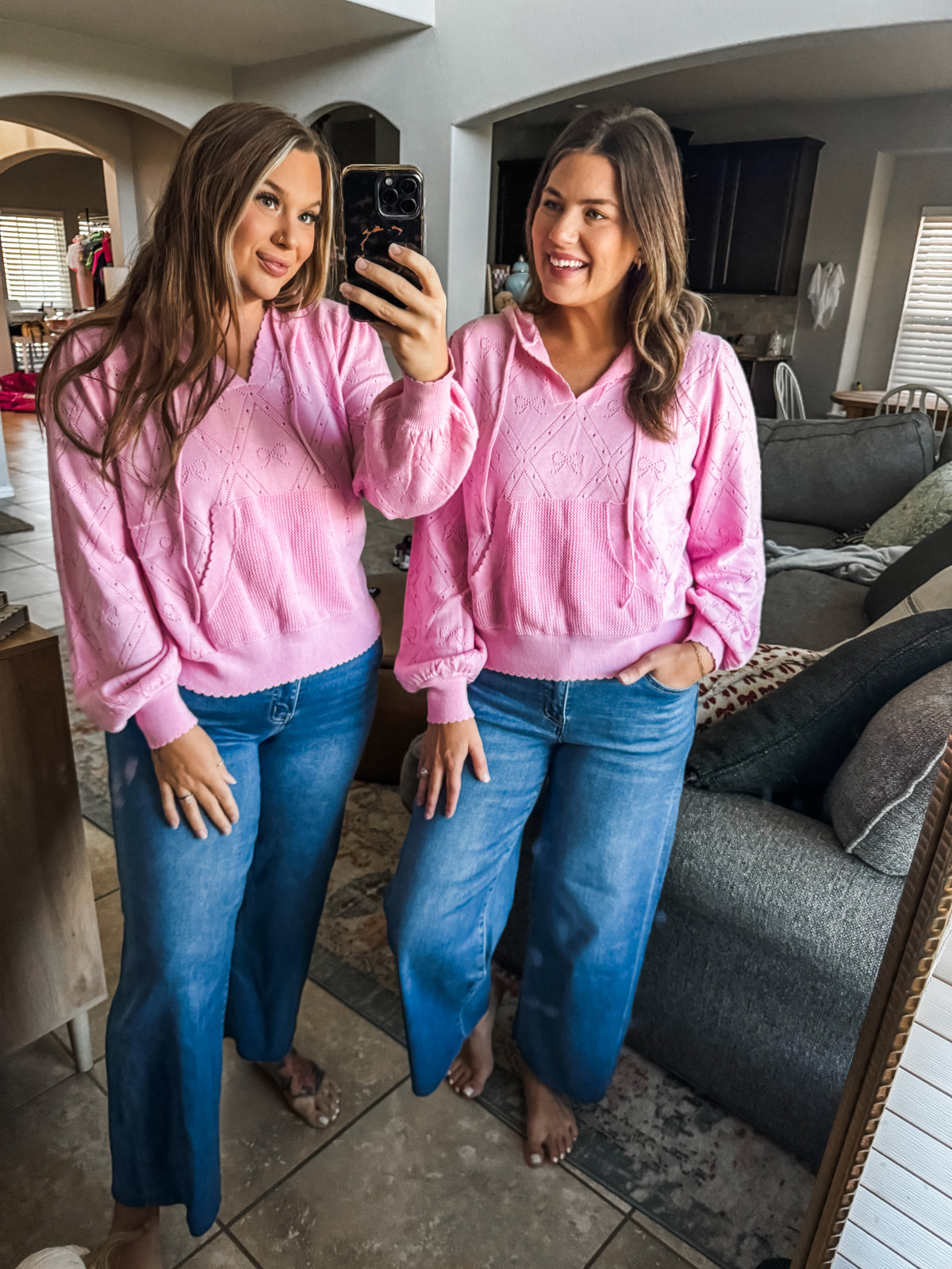 Bows So Cute Knit Hooded Top