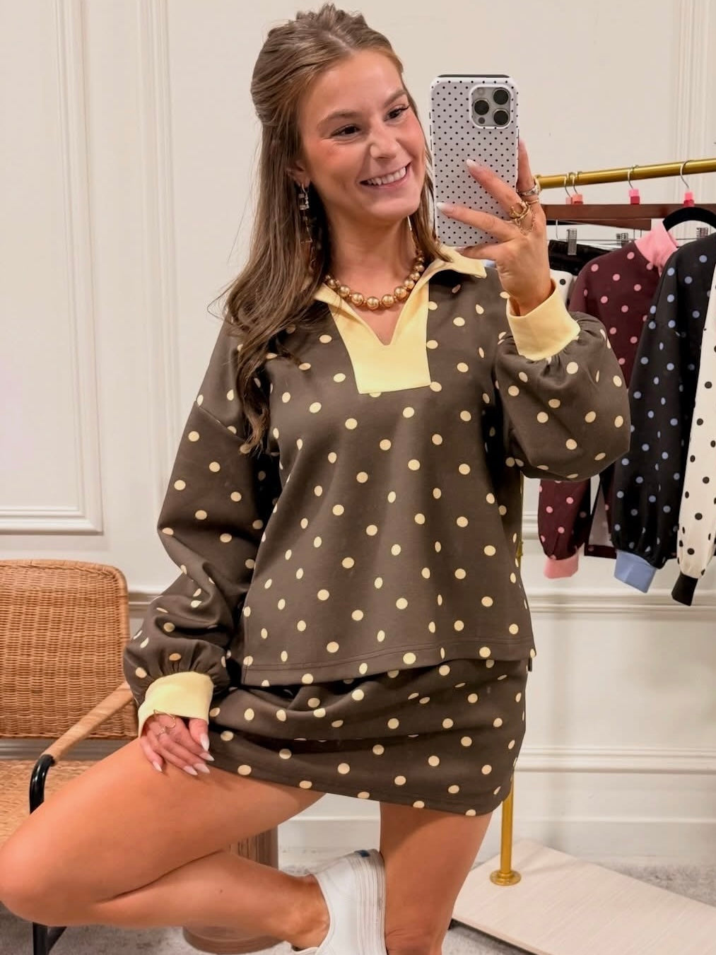 Mocha Dot Skirt Set *PREORDER*