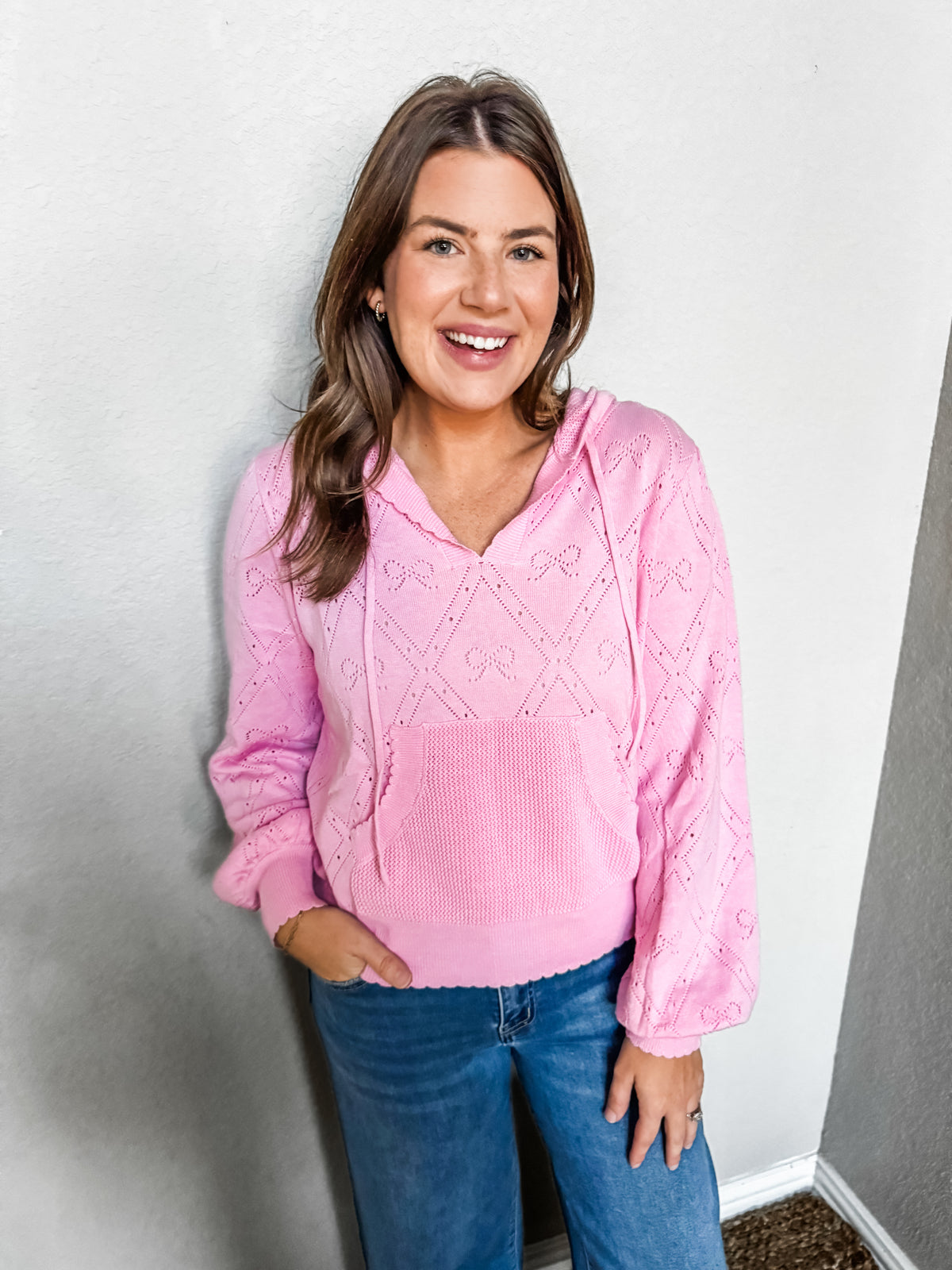 Bows So Cute Knit Hooded Top