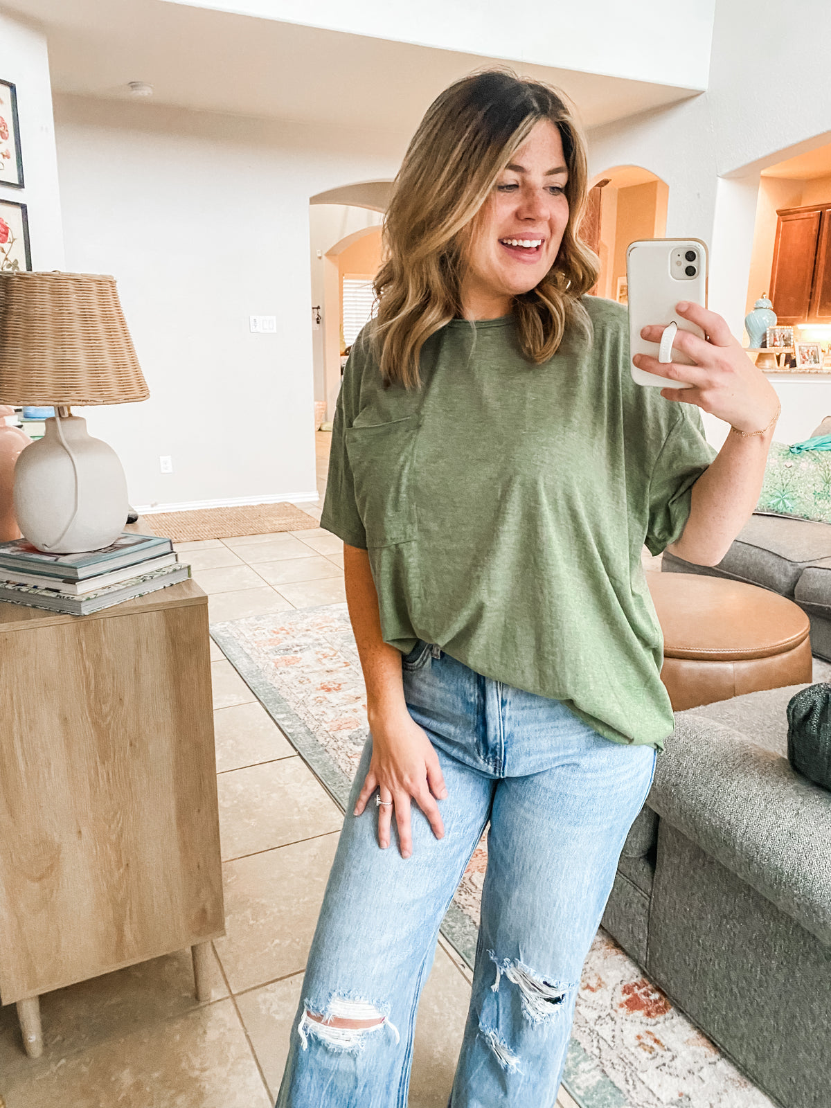 Visions of You Oversized Tee- Olive