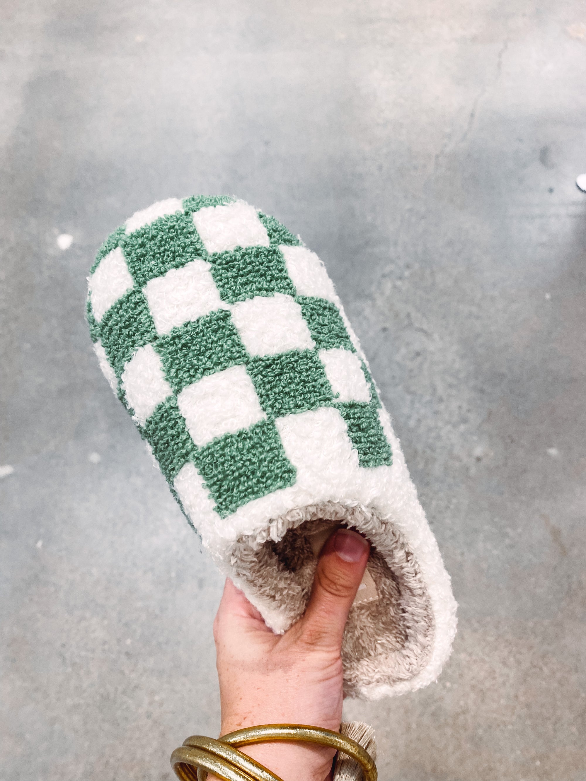 Green Check Slippers