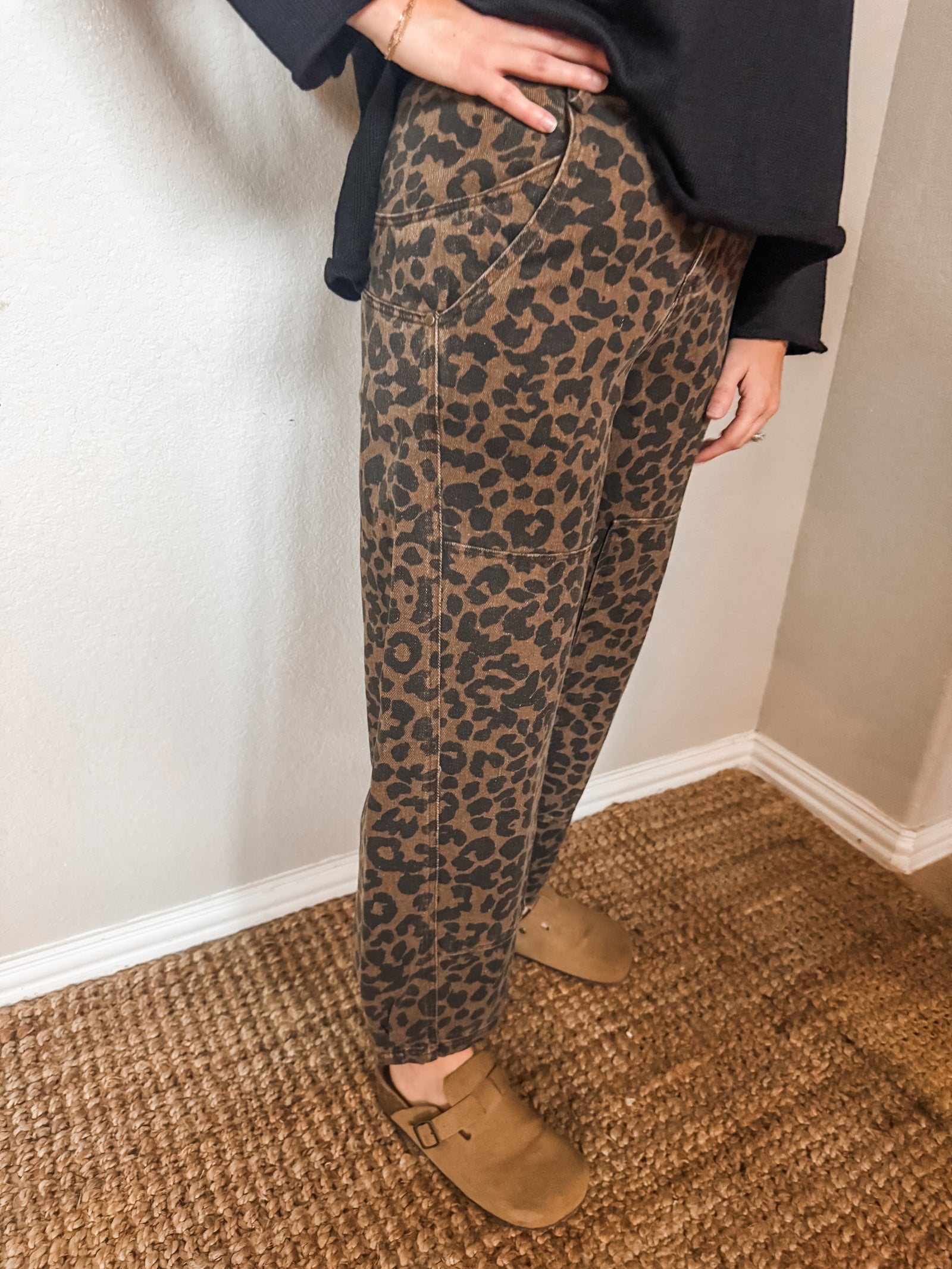 Leopard Print Wide Leg Jean