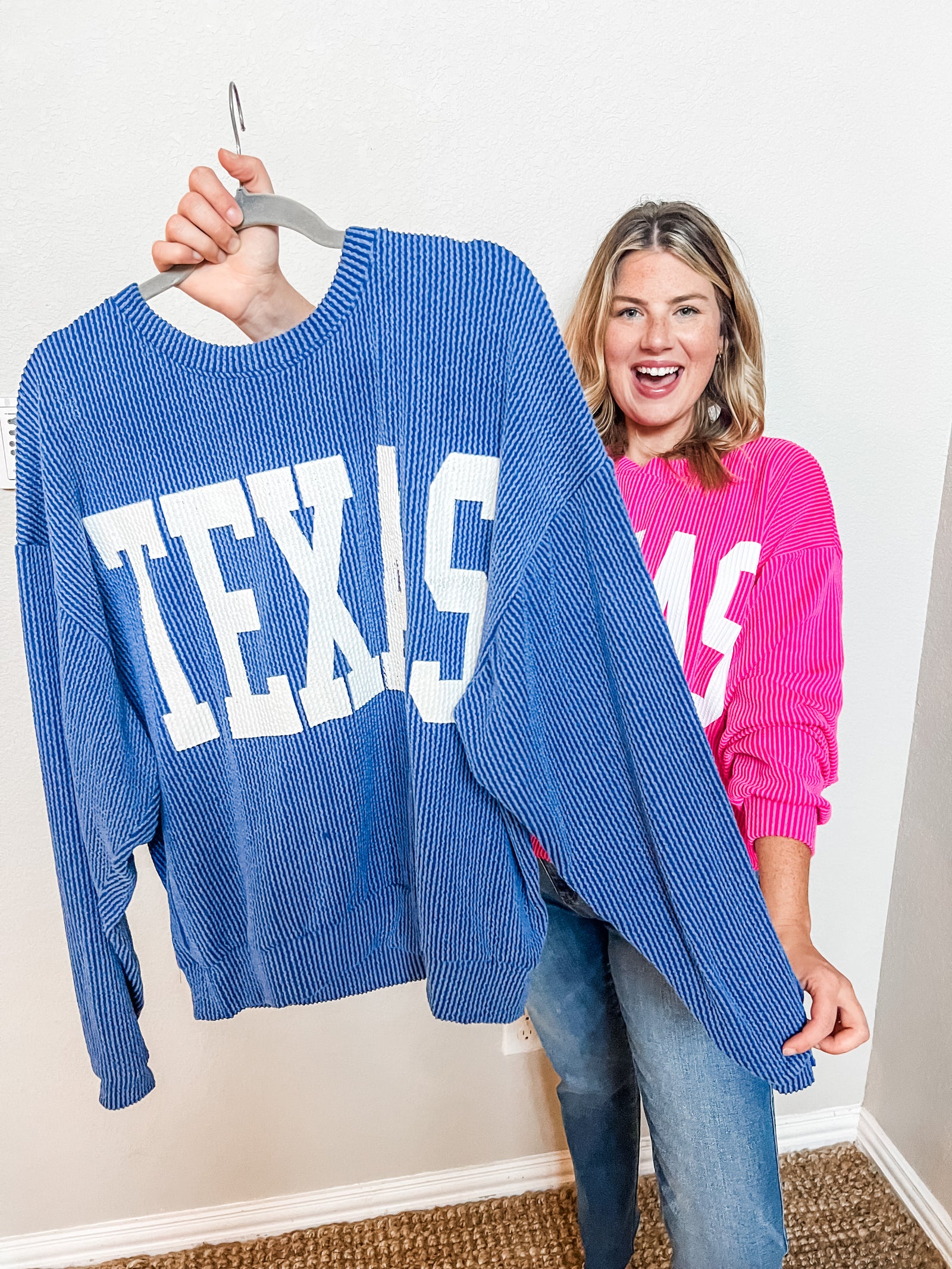 Oversized Texas Crewneck- Royal Blue