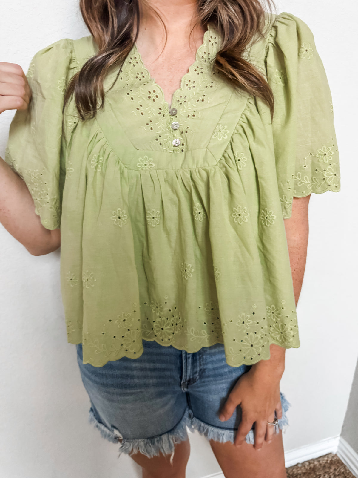 Sweet Gesture Eyelet Top