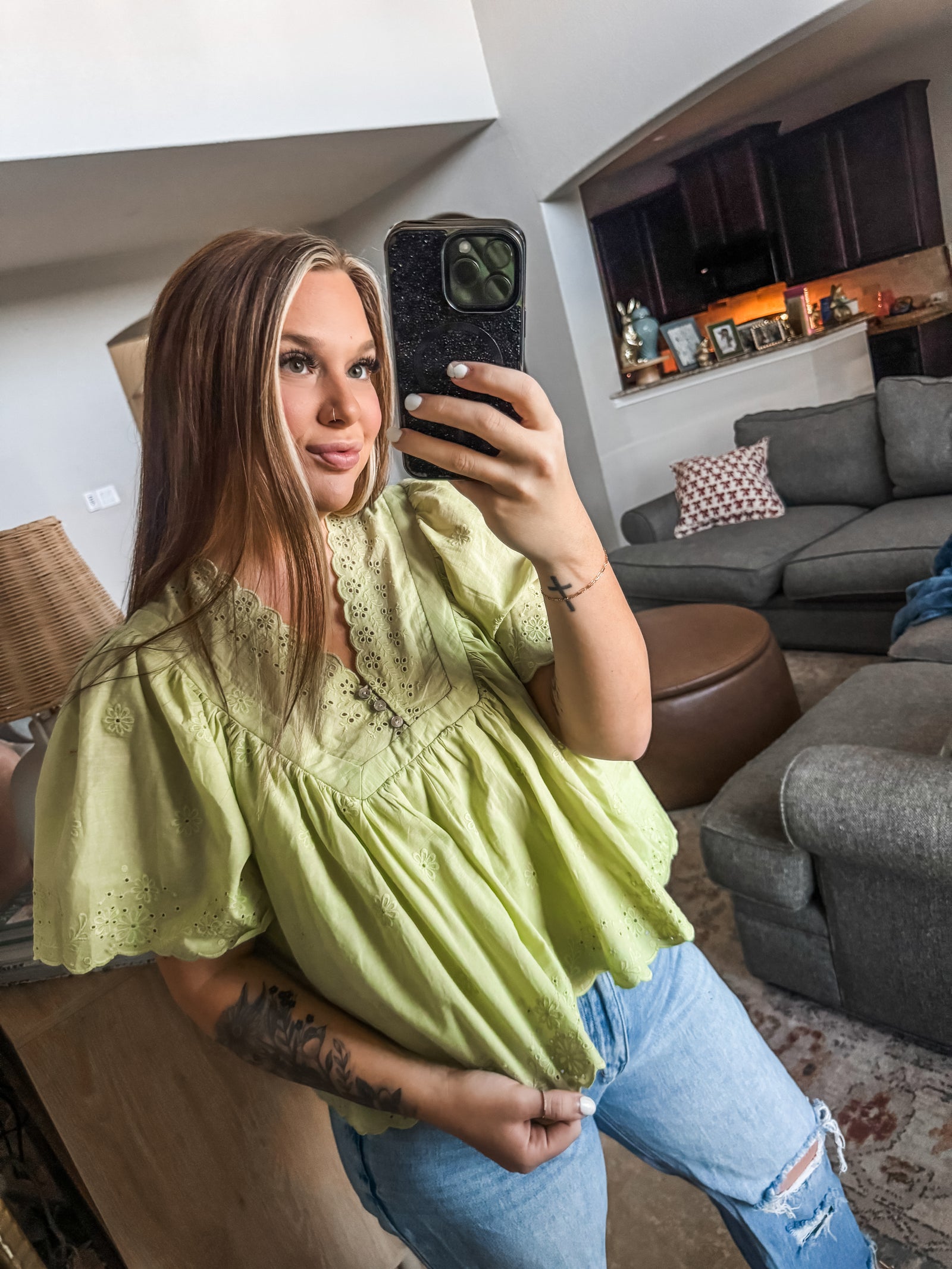 Sweet Gesture Eyelet Top