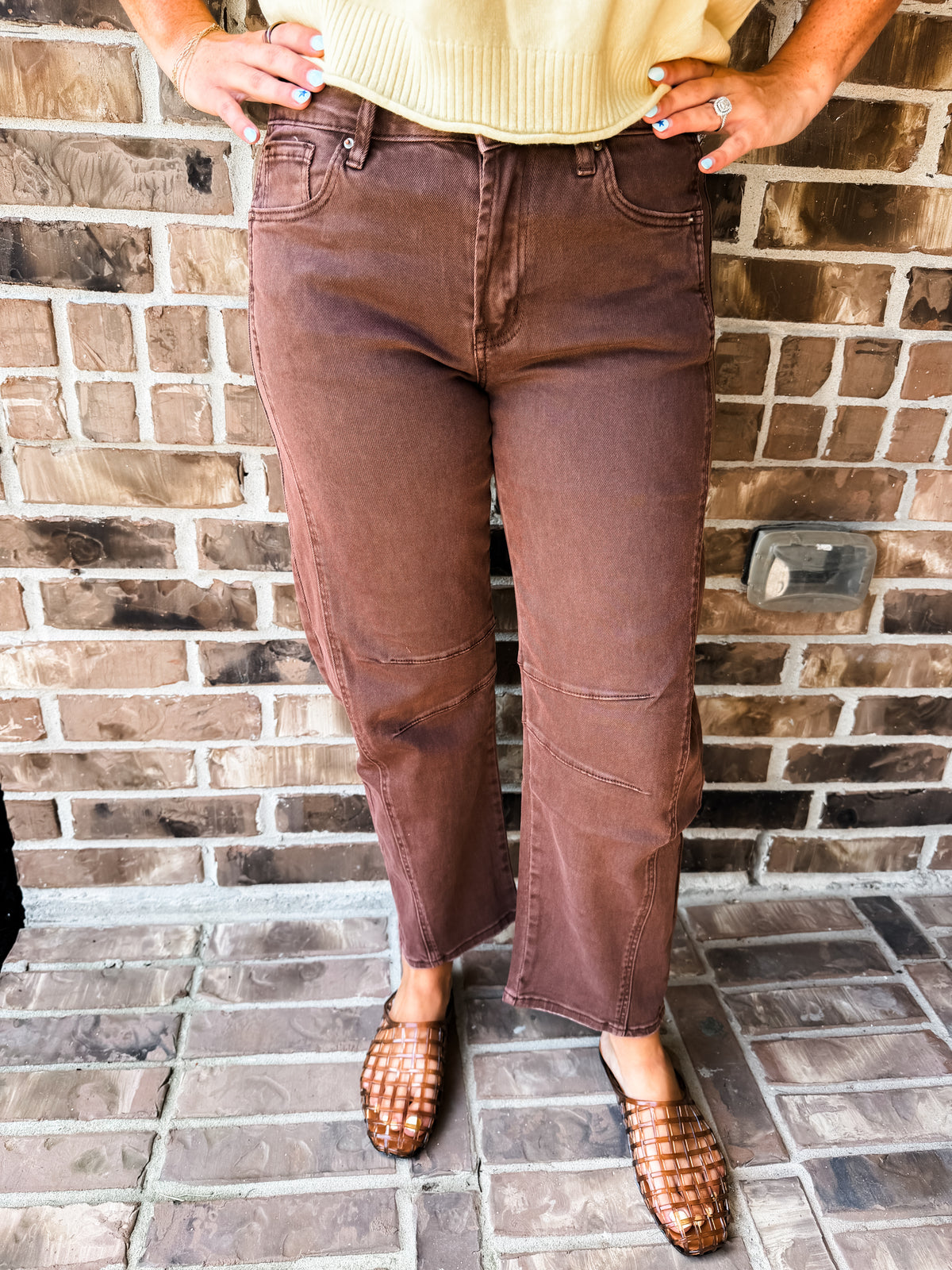 Step Into Fall Barrel Denim in Brown