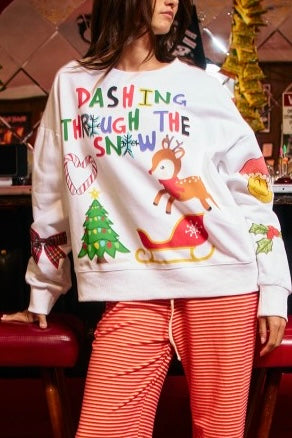 Dashing Through The Snow Allover Printed Graphic Pullover *PREORDER*