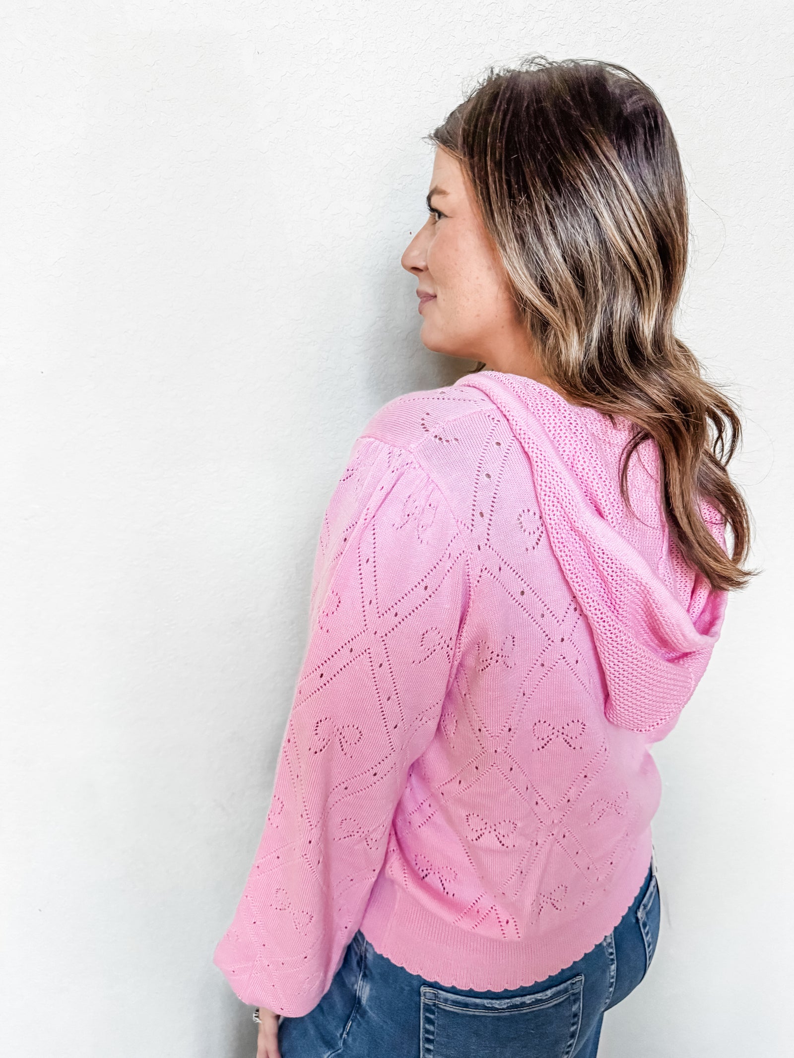 Bows So Cute Knit Hooded Top