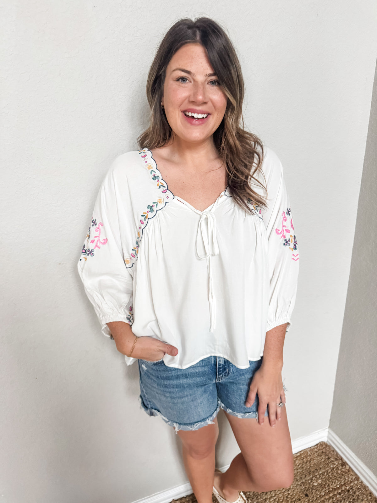 Favorite Story Embroidered Top