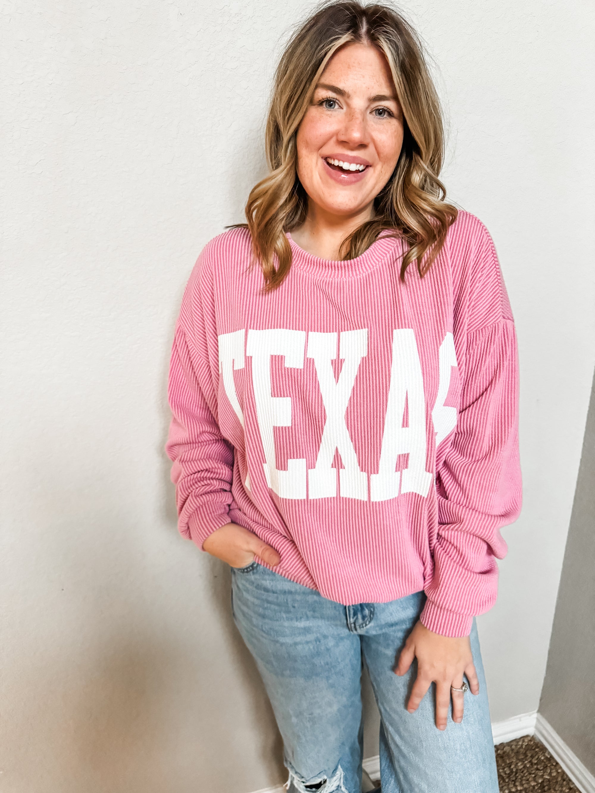 Oversized Texas Crewneck in Pink