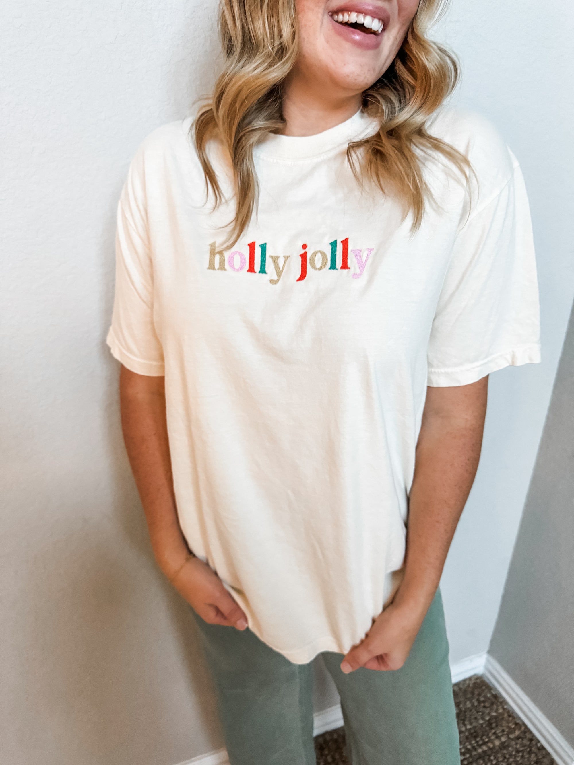 Holly Jolly Embroidered Tee