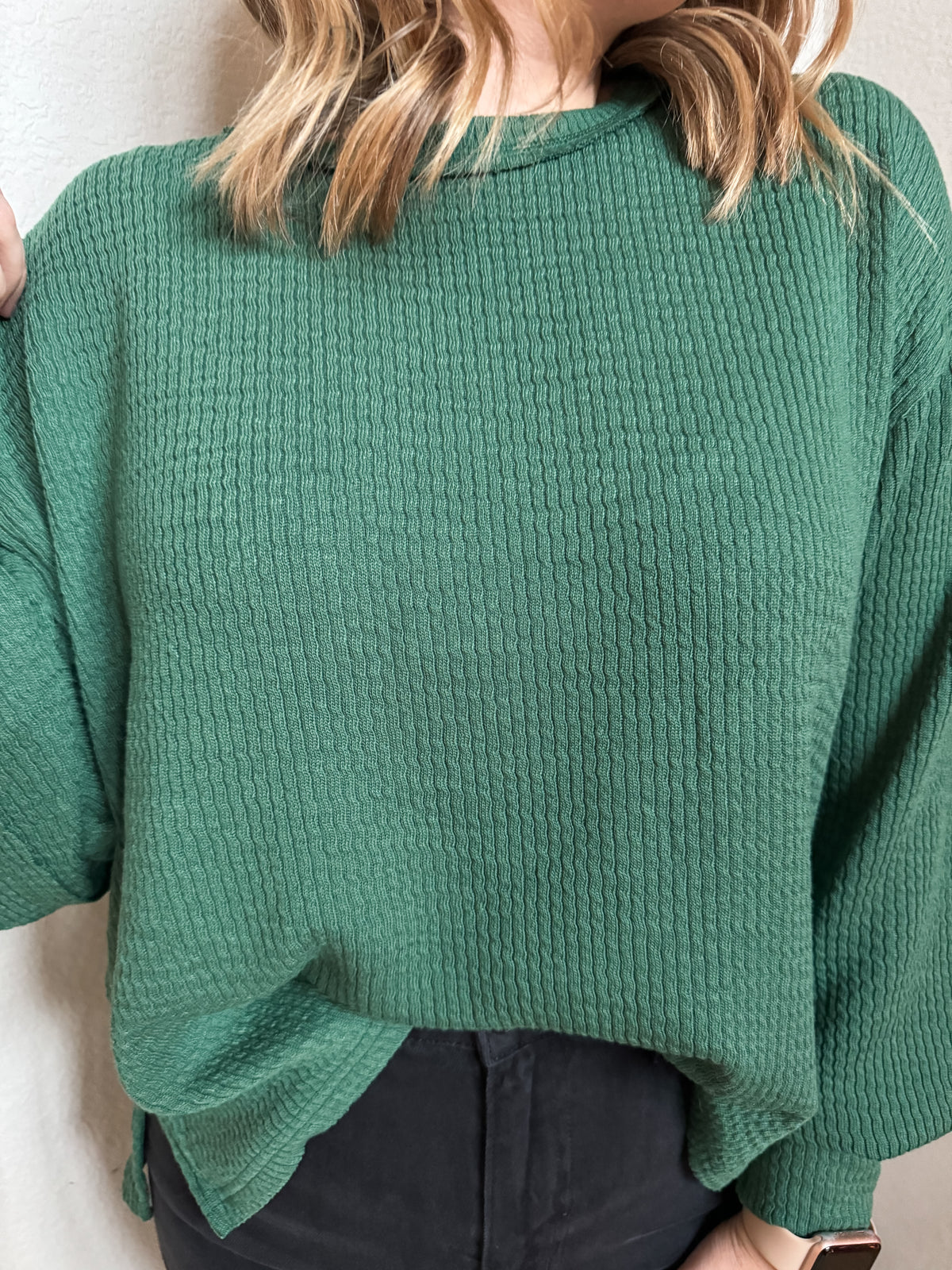 Creating Happiness Top in Hunter Green