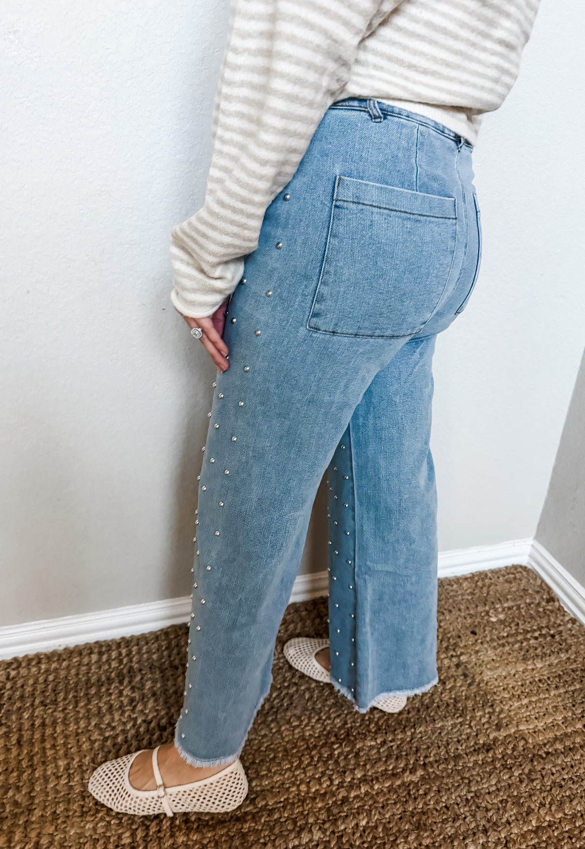 Southern Charm Studded Wide Leg Denim