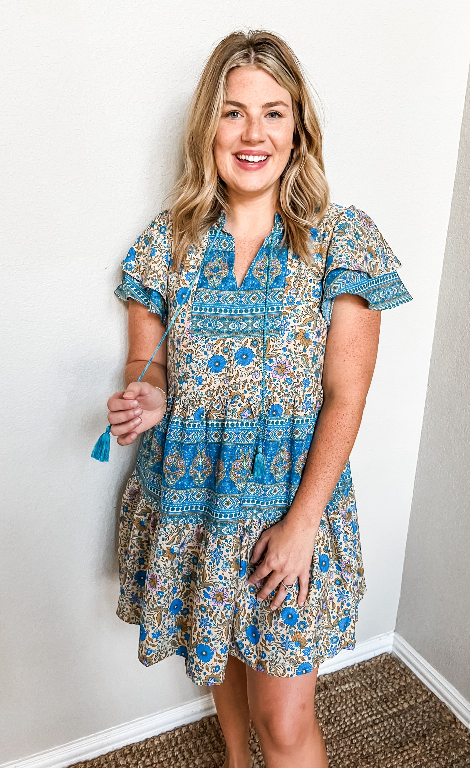 Blosson Bliss Dress- Blue