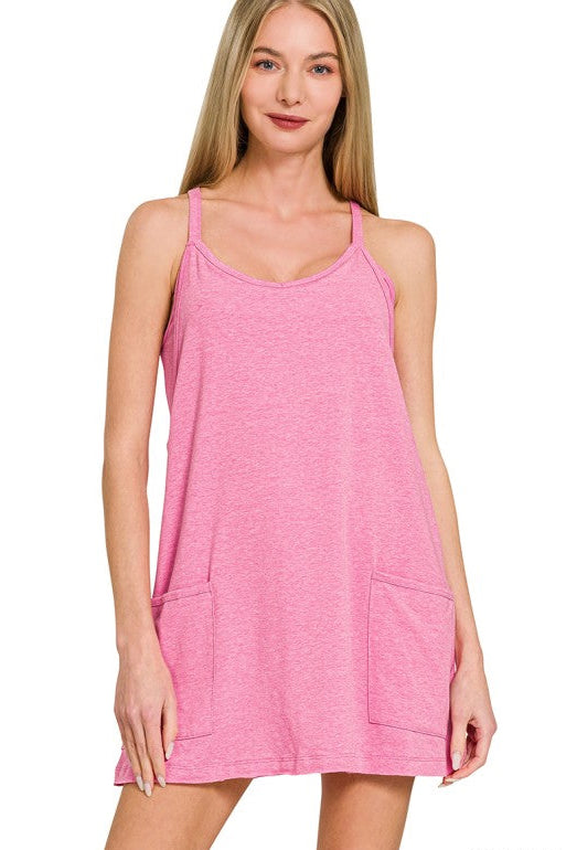 Throw On &amp; Go Romper Dress in Pink