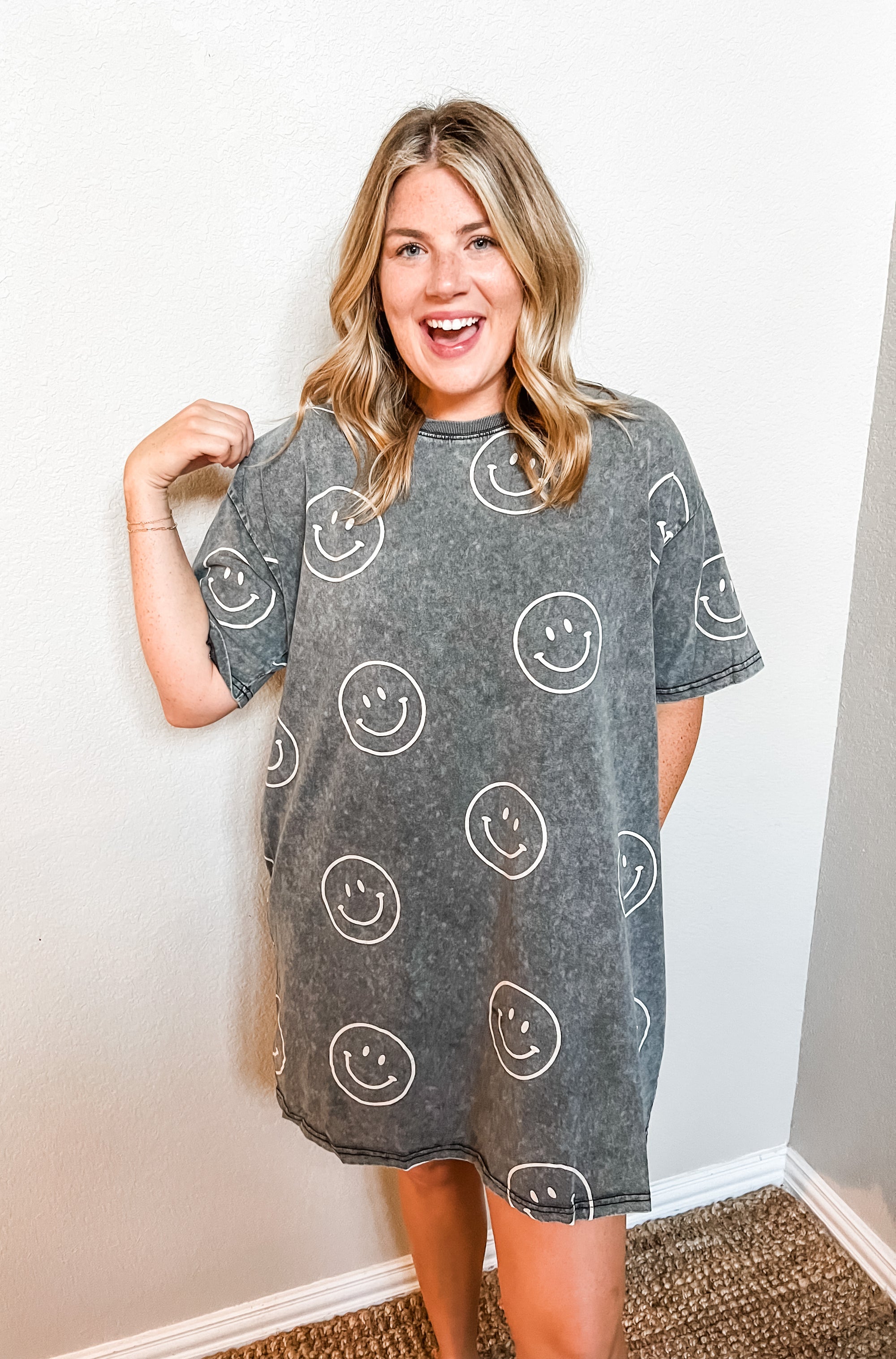 Flash A  Smile Tee Dress- Black