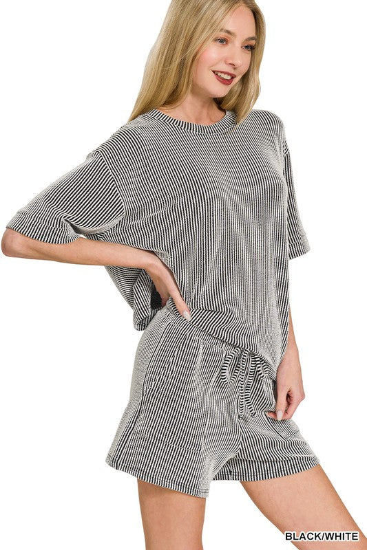 Everyday Essential Ribbed Set in Black/White