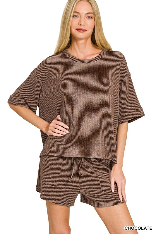 Everyday Essential Ribbed Set in Chocolate