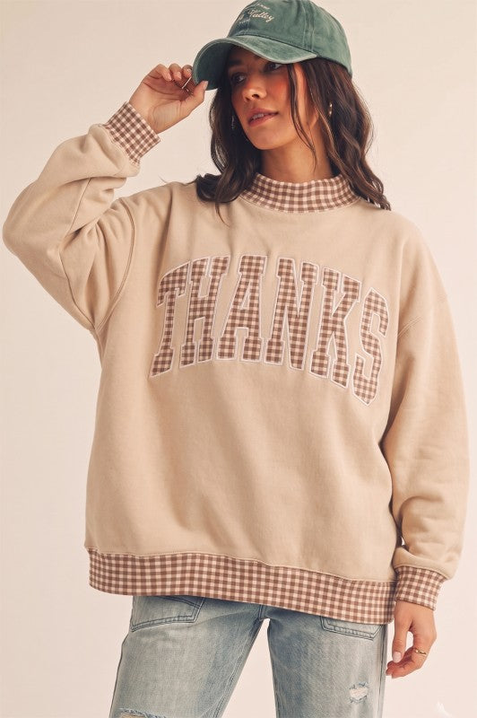 It’s Giving THANKS Gingham Mock Neck *PREORDER*