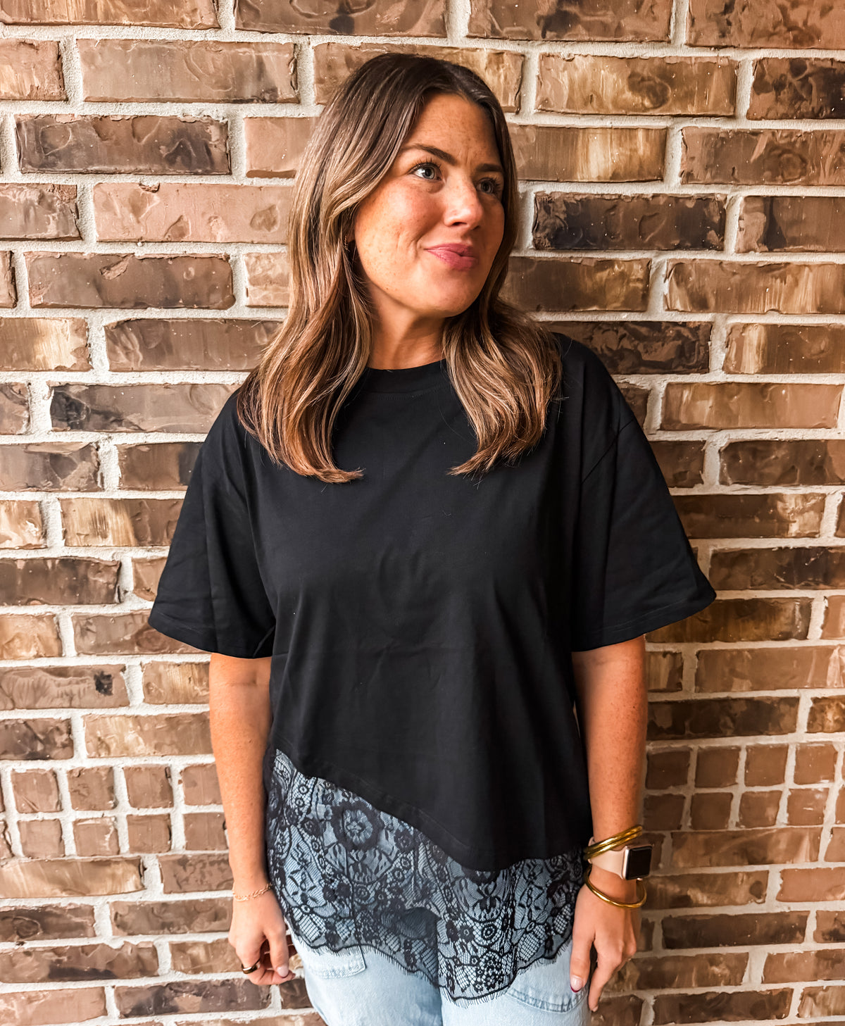 Elevated Lace Tee in Black
