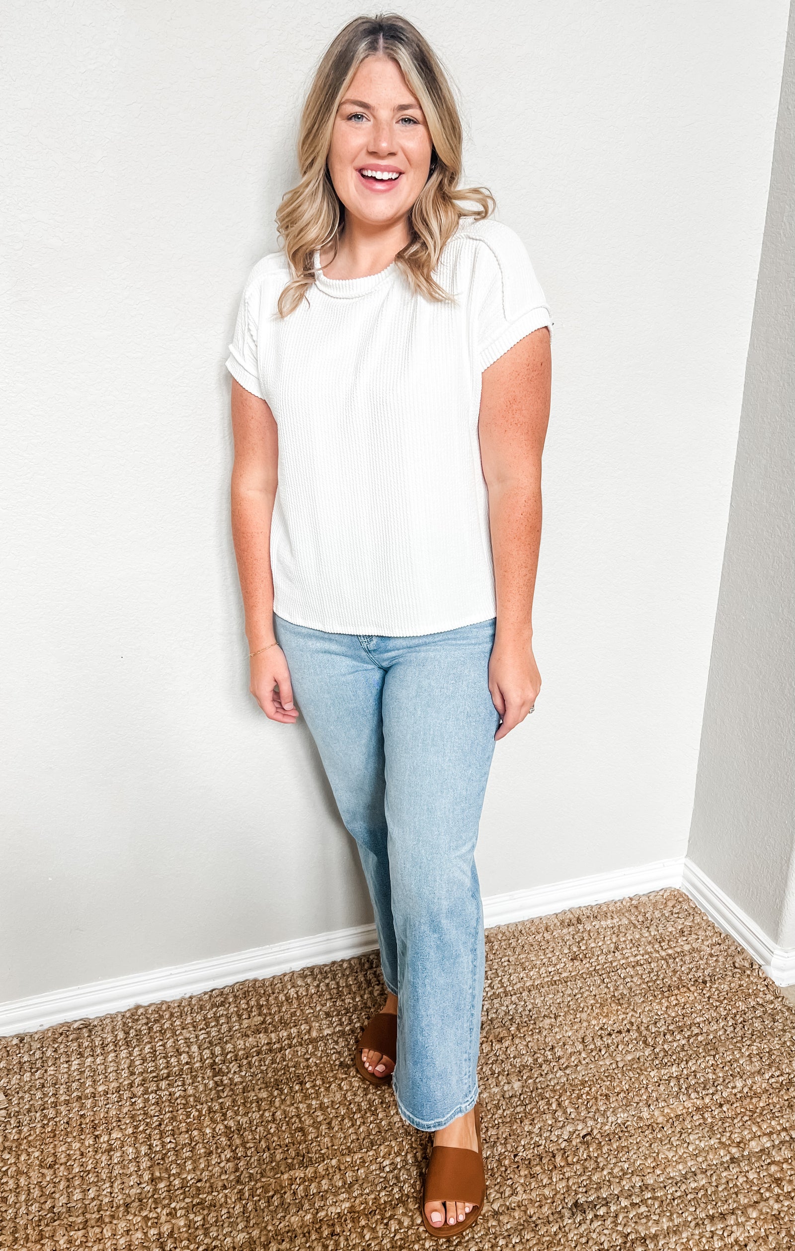 Comfy Vibes Top-White